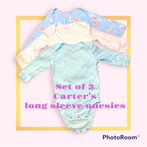 Set of 3 Carter’s Long Sleeve Onesies Size 6m